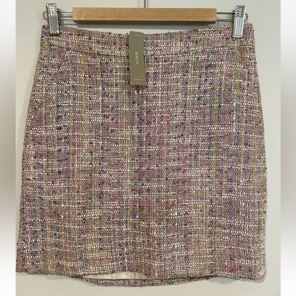 NWT J Crew Tweed Mini Skirt Women Size 2 Multicolor Wool Blend Flat Front